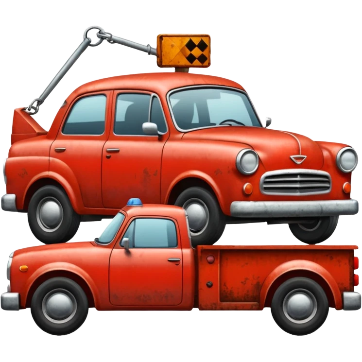 A car towed by a towing truck  emoji