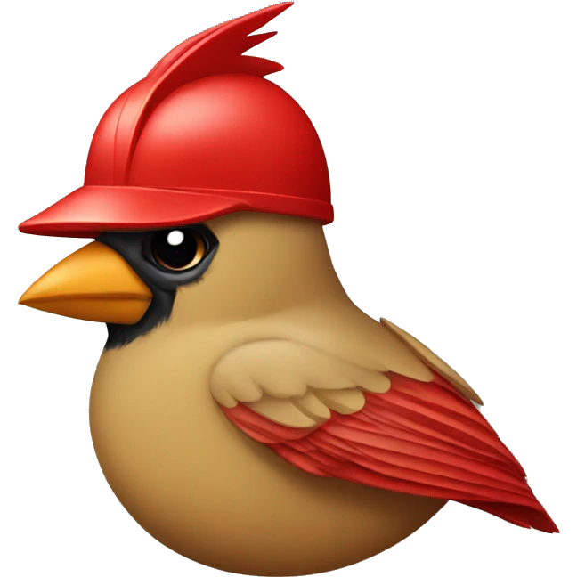 Cardinal bird wearing army helmet emoji