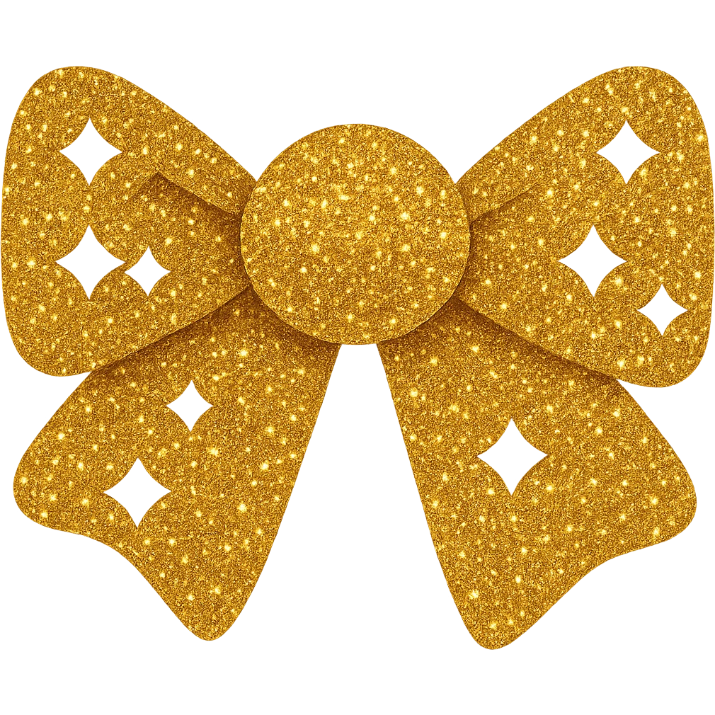 Make the glitter bow gold glitter with shimmering texture, elegant and festive, no background. Emphasize the gold glitter and shimmering texture in a decorative style. emoji