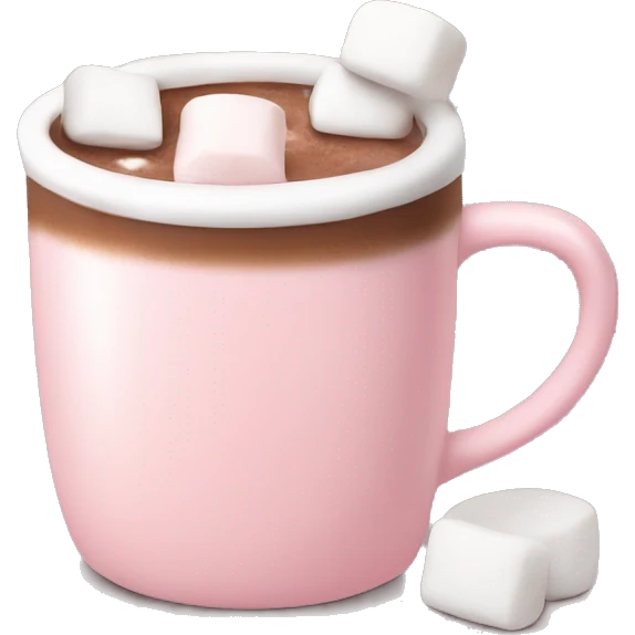 Light Pink mug of hot chocolate with marshmallows  emoji