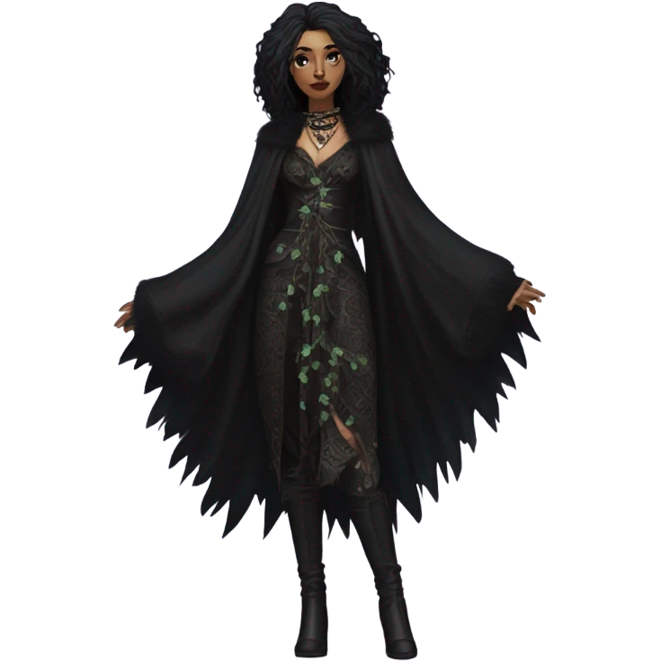 the morrigan goth woman version vines style furr robe stylish boots emoji
