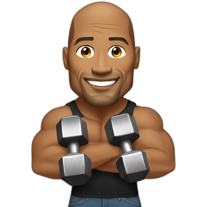 Dwayne Johnson with dumbell emoji