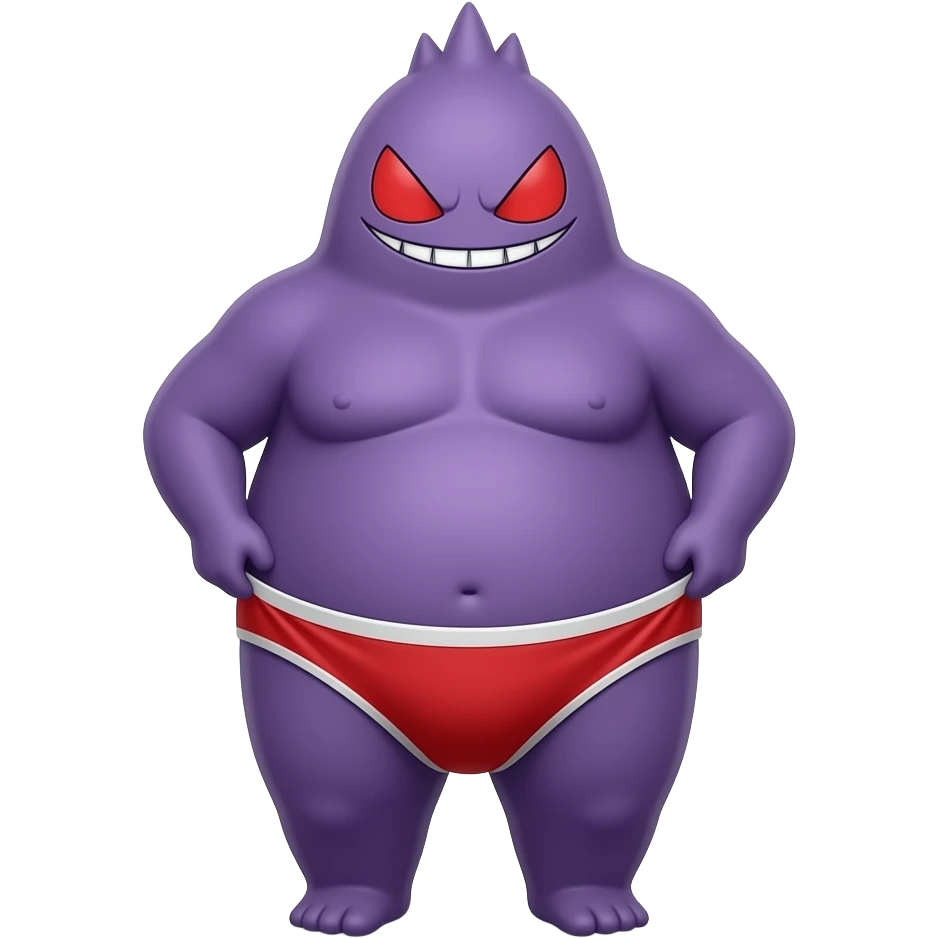Gengar fat tall wearing red underwear pulls down sexy emoji