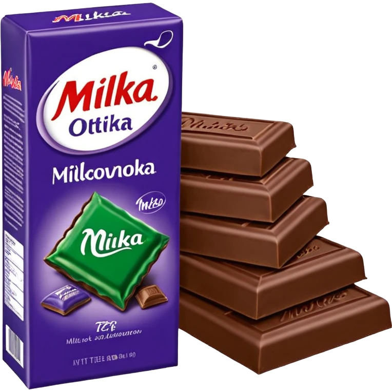 плитка молочного шоколада Milka в фиолетовой упаковке, открытая наполовину emoji