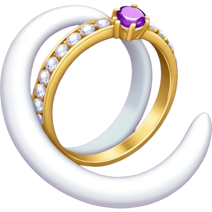 anel de casamento branco e roxo emoji