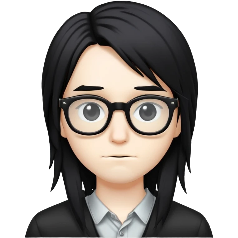 nerd with glasses and long black emo hair emoji
