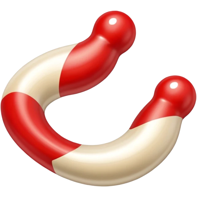 a pair of magatama (comma-shaped beads) side by side, in red and beige emoji