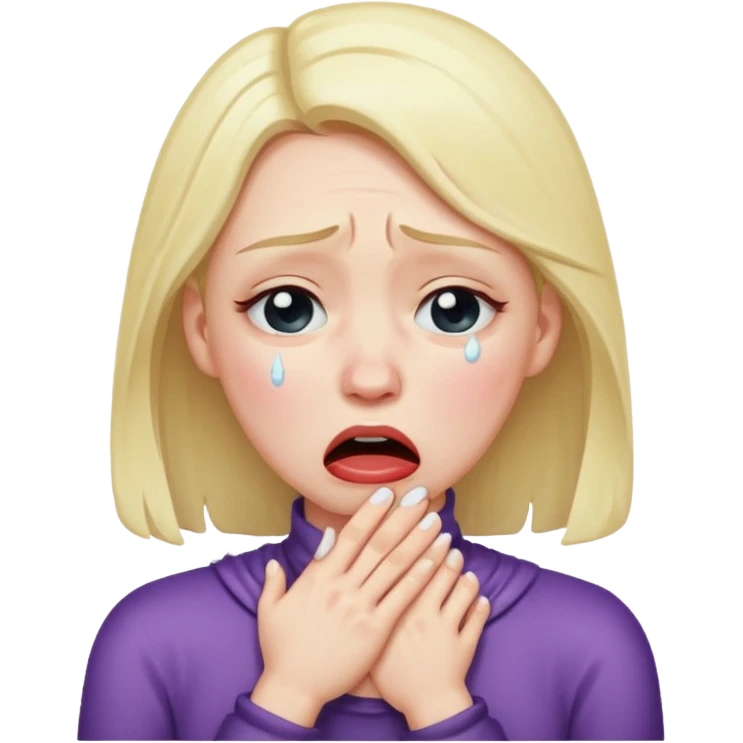 Woman choking herself crying  emoji
