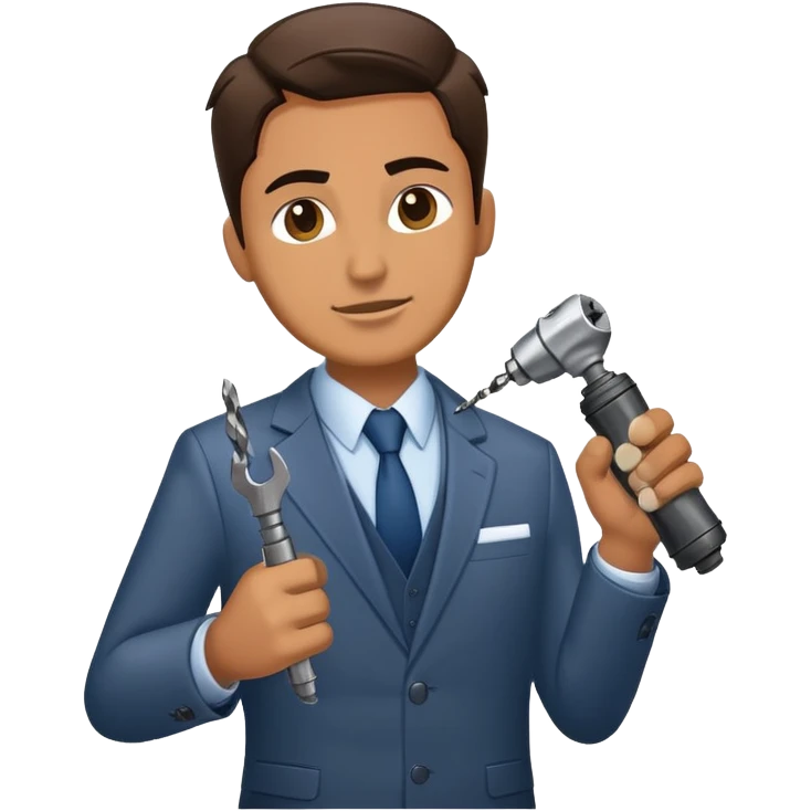 industrial salesperson making tough sale with drill bits to diesel repair shop emoji