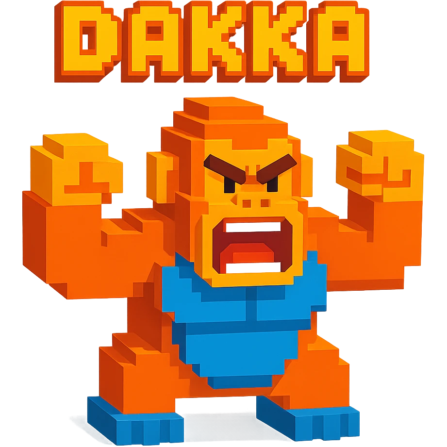 an angry gorilla with the name tag DAKKA above it emoji