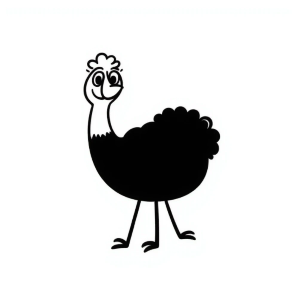 ostrich, hand drawn doodle style emoji