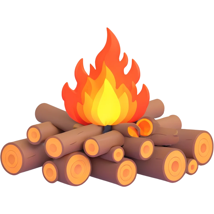 campfire with logs and flames emoji