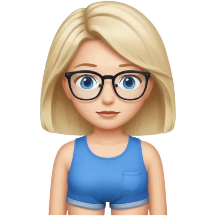 Bionda occhi celesti occhiali pantaloncini top emoji