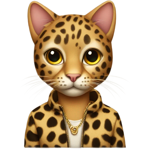 Cat wearing leopard print emoji