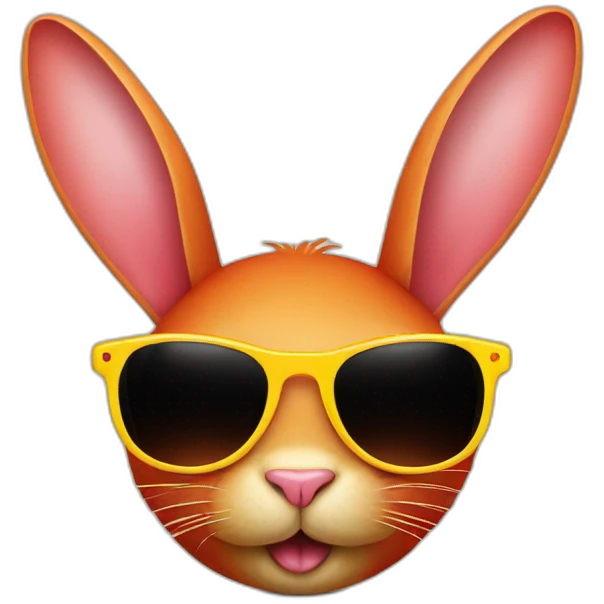 red bunny with yellow round sunglasses emoji