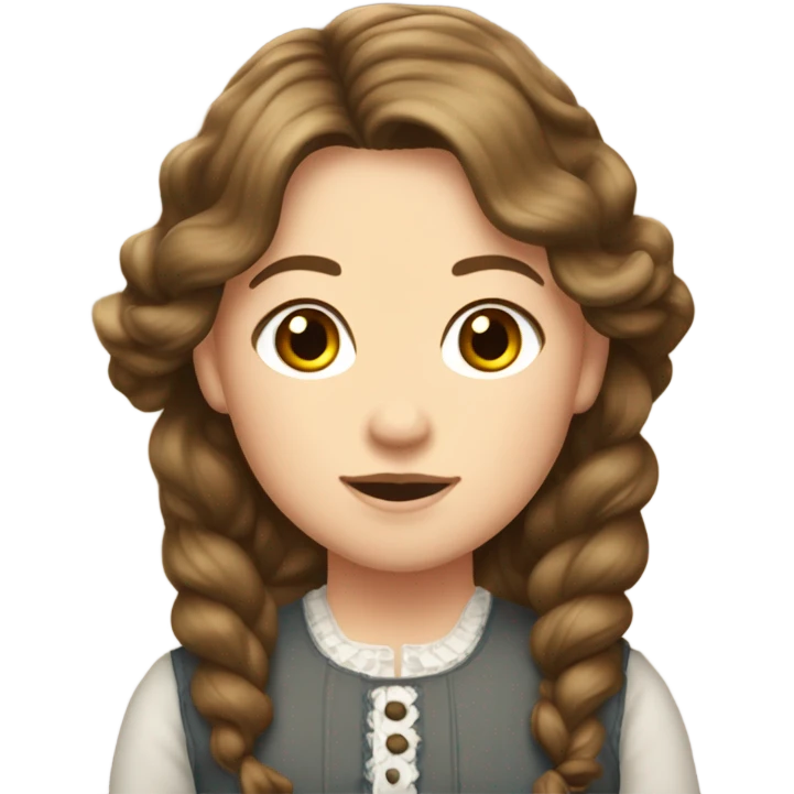 Carrie Ingalls pretty with brown wavy hair realistic and detailed emoji