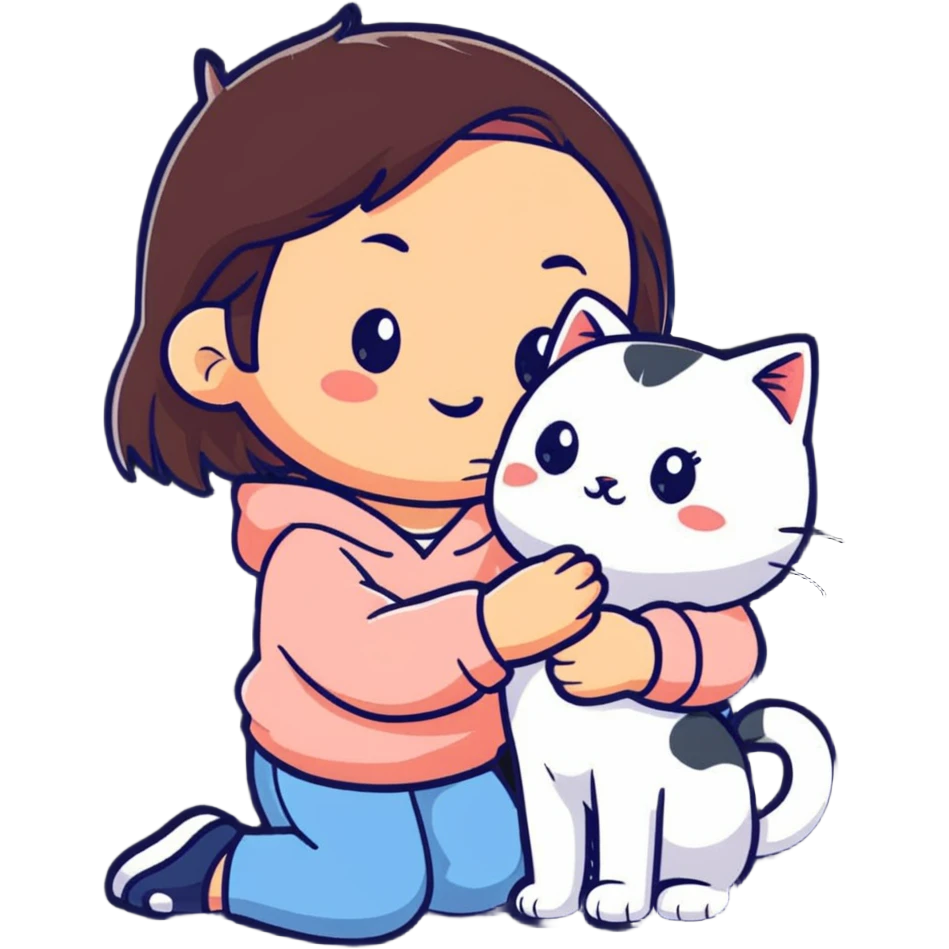 cute girl petting cat emoji