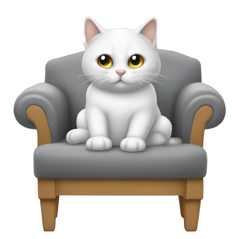 C'è un gatto bianco e grigio che sta dormendo in una poltrona emoji