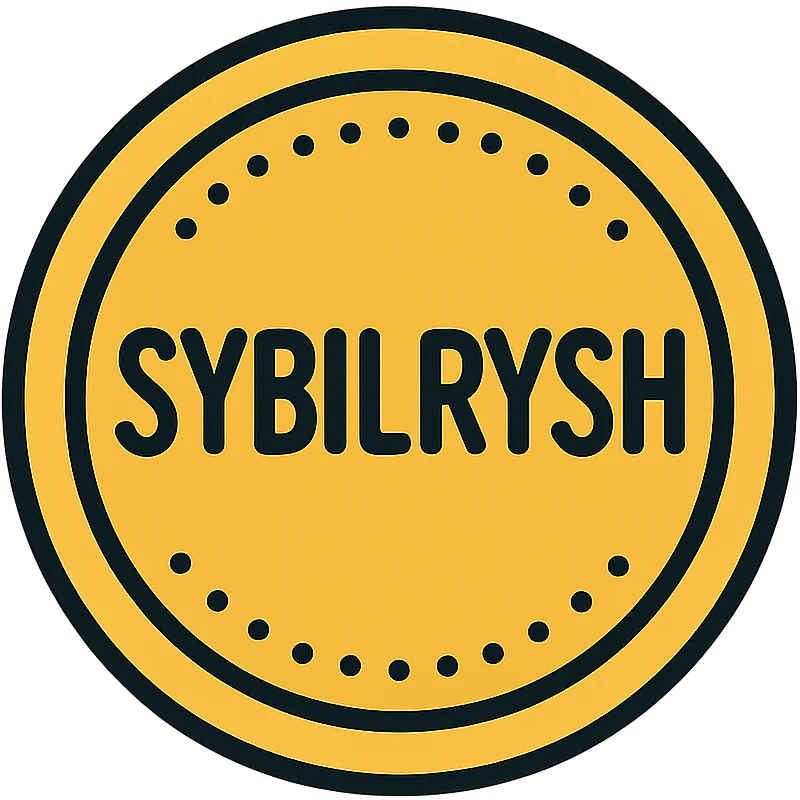 A golden circular coin with the text "SYBILRYSH" inscribed in the center. The coin has a raised rim and simple coin detailing. emoji