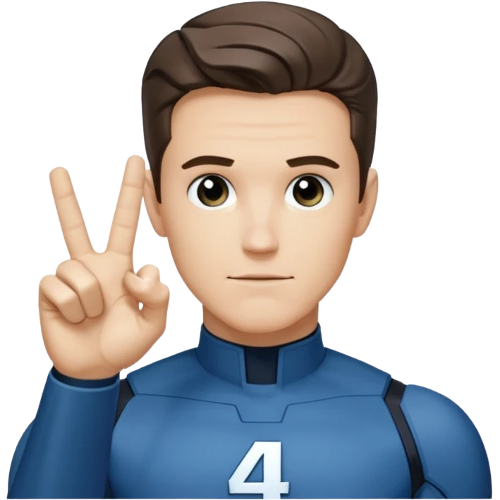 Reed Richard’s from the Fantastic 4 holding up 4 fingers out in front of himself  emoji