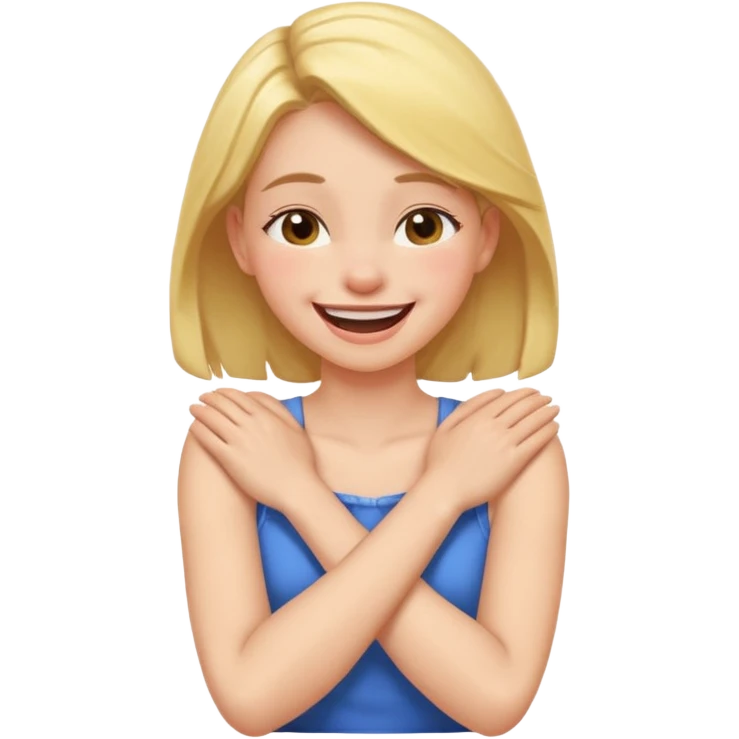 girl with arms crossed grabbing neck while laughing  emoji