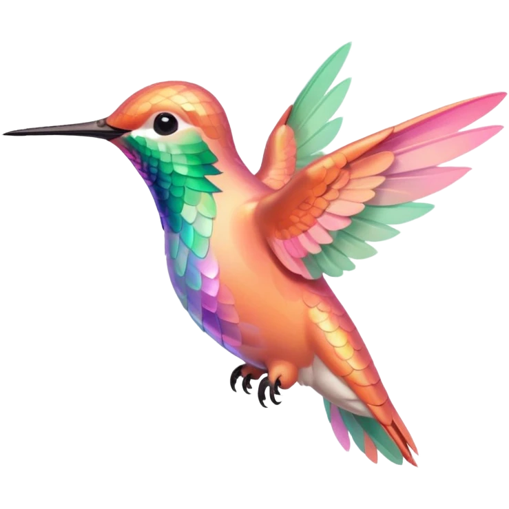 peach pink and mint humming bird, warm colours  emoji