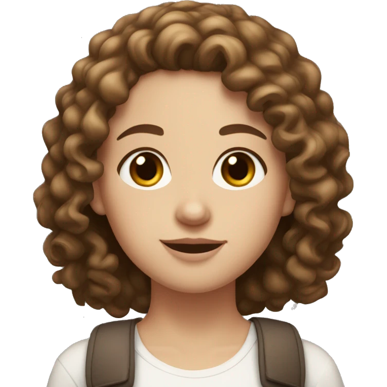 White girl with 2b curly brown hair and brown eyes emoji