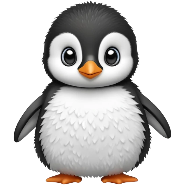 Cute baby penguin with big eyes waddling emoji