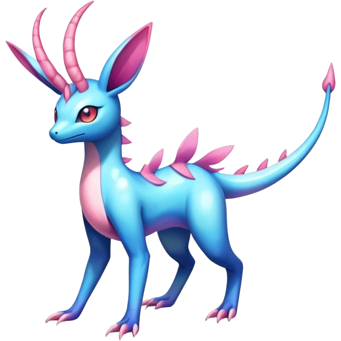 Colorful Shiny Exotic Amaura-Salandit-Aurorus-Sylveon-Fakémon-hybrid-creature (full body)  emoji