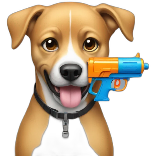 bad dog with an watergun faced on me emoji