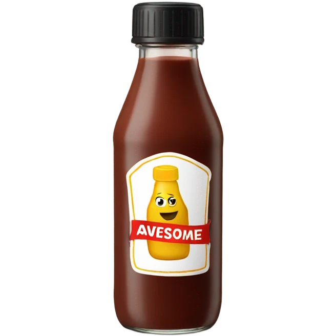 sauce bottle that says awesome on the label emoji