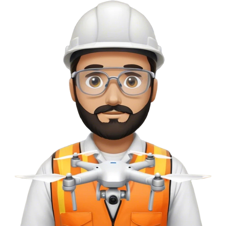 tan guy with black beard building a drone engines in a warehouse emoji