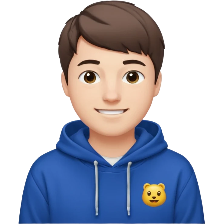 Draw MrBeast in casual hoodie with short hair & friendly smile. emoji
