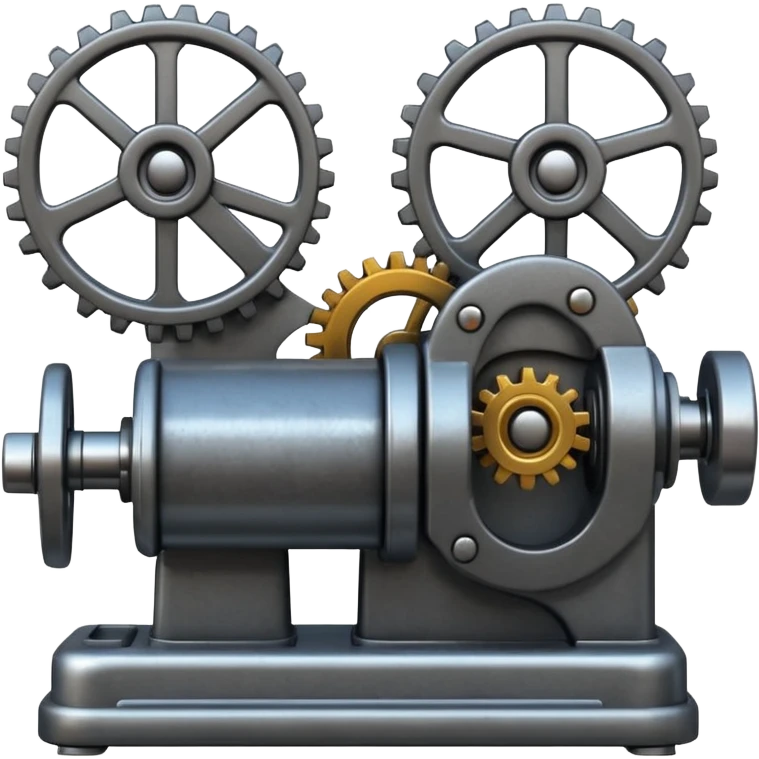 sturdy iron machine with gears and bolts, emoji style emoji