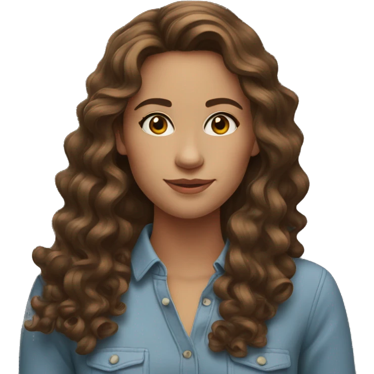 Young Beautiful woman with brown wavy hair emoji