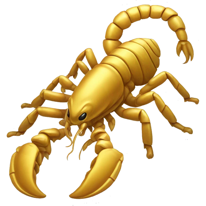 Scorpion Golden with tail shaped like an S emoji