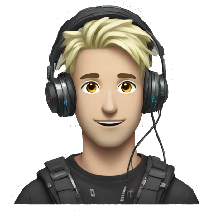 Anime gamer white guy cyberpunk neon emoji