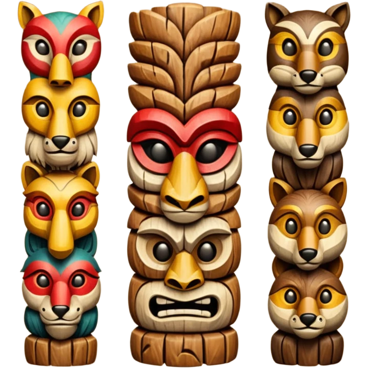 Totem – Wooden carved pole with animal faces. emoji