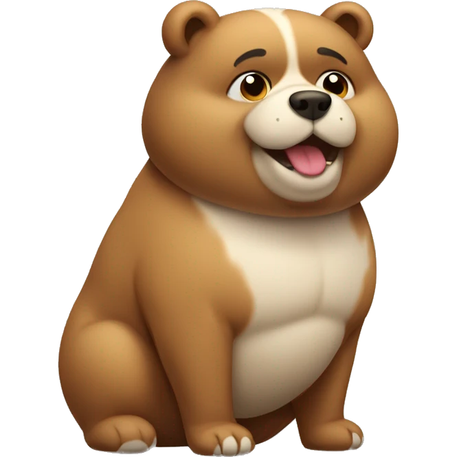 chubby bear dog with a belly emoji