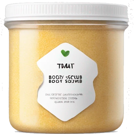 body scrub pot with label emoji