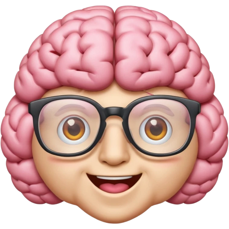 pink brain smiling with glasses emoji