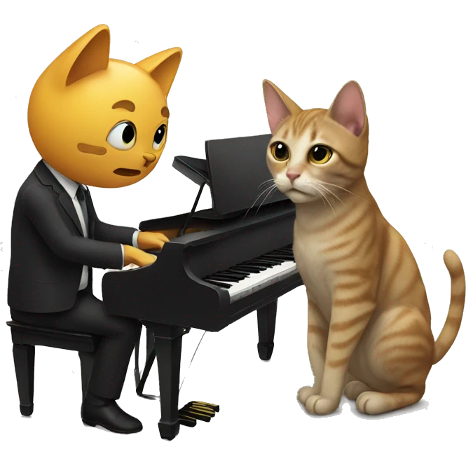 A cat and a sog playing Piano  emoji