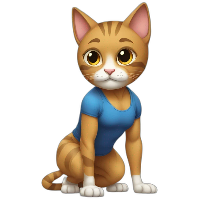 Gym Cat doing plank exercise with a serious face emoji