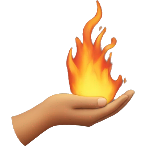 hand holding fire emoji