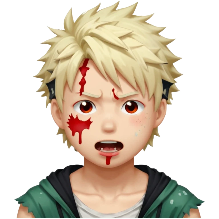 Katsuki Bakugo’s face showing physical delight and a blushed face with white paint splattered around his mouth With lots of drool emoji