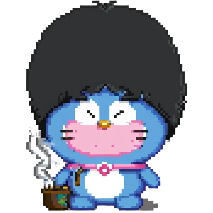 pink Doraemon smoking emoji
