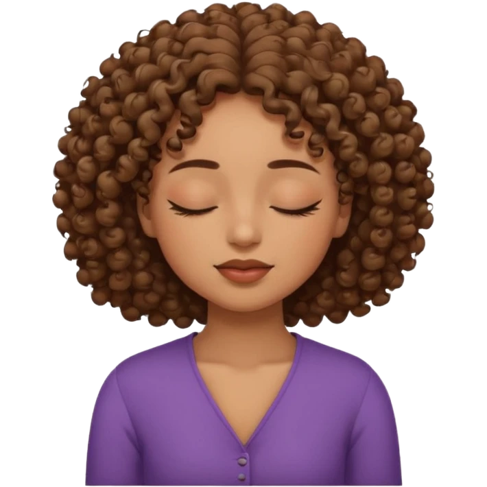 fille marron avec des boucle sans yeux bouche nez surcils emoji