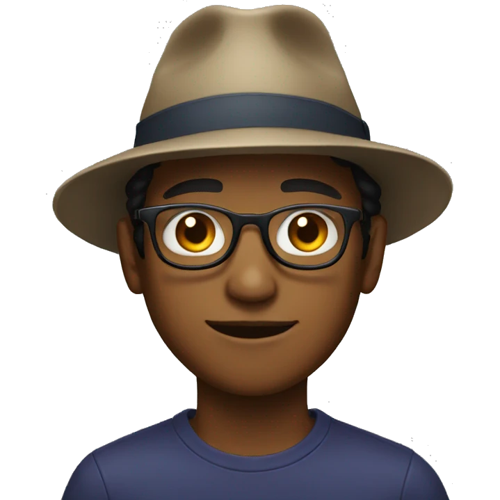 A dark young man wearing glasses and a hat emoji