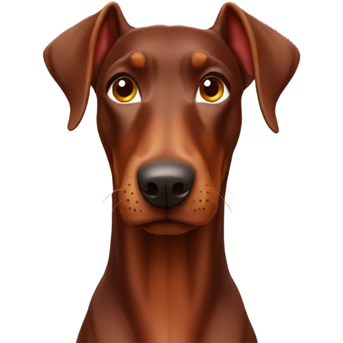 Red Doberman without cropped ears face facing front happy eyes emoji