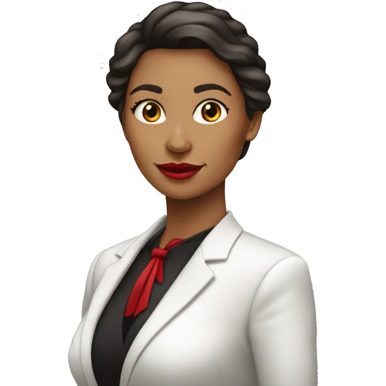 Mujer 30 años pelo oscuro piel blanca labios rojos vestida formal trabajadora social  emoji